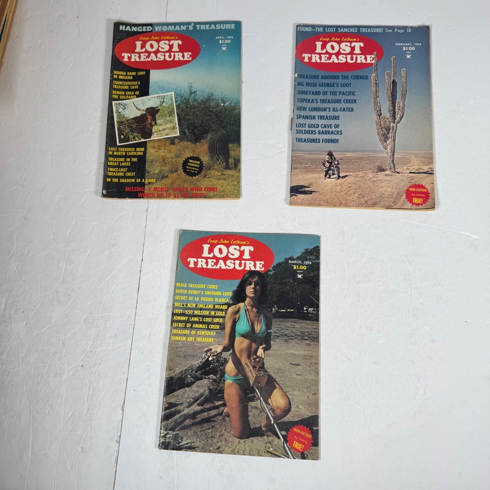 Lost Treasure Magazine Lot 3 Feb March April 1976 Vintage Adventure Gold Hunting